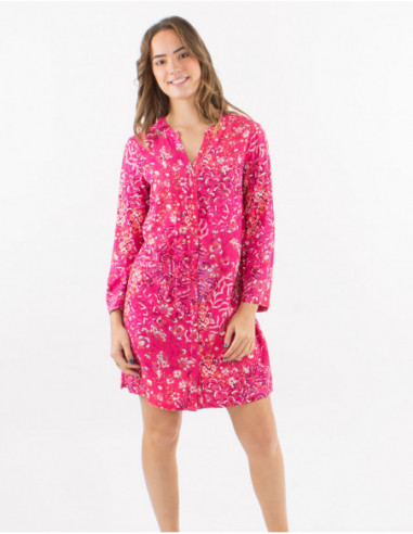 Abstract cashmere shirt dress