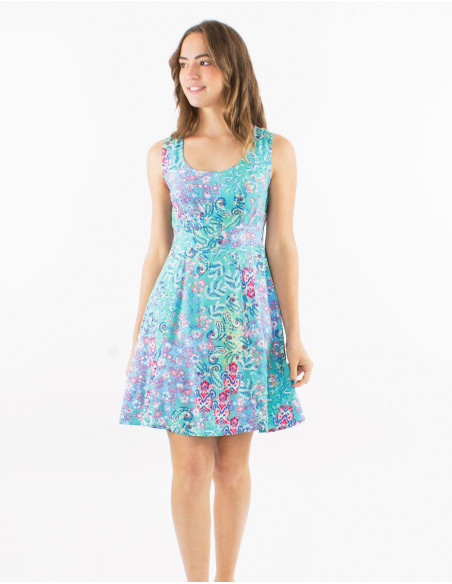 Sleeveless bohemian fitted dress