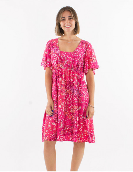 Romantic floral square neck dress