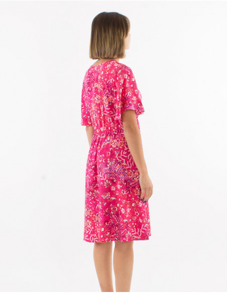 Robe col carré romantique fleurie