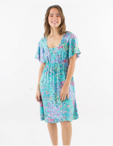 Romantic floral square neck dress