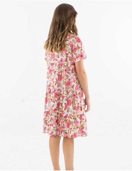 Robe courte fleurs pastels à volants