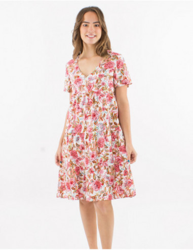 Pastel short flower dress with ruffles