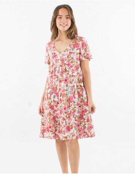 Robe courte fleurs pastels à volants