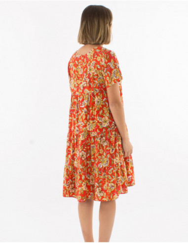 Pastel short flower dress with ruffles