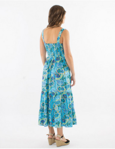 Robe évasée motifs bohèmes pastels