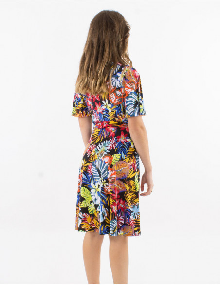Stretchy tropical skater dress