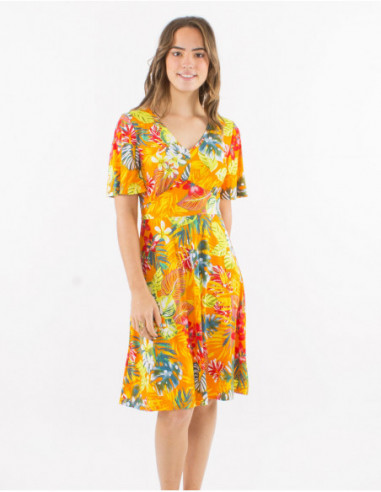 Robe patineuse tropicale extensible