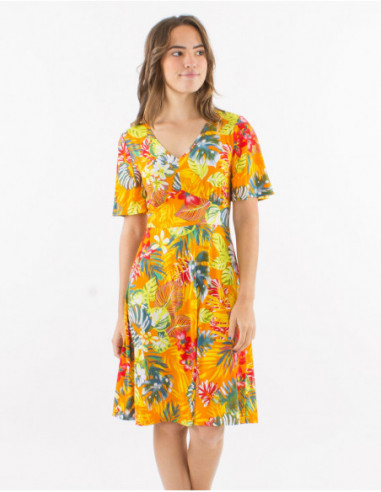 Stretchy tropical skater dress