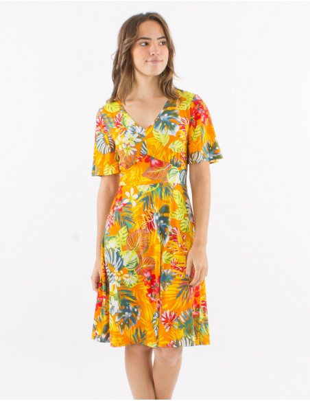 Robe patineuse tropicale extensible