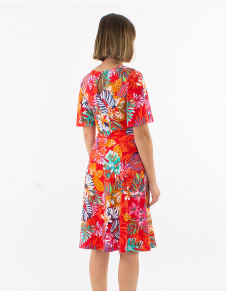 Stretchy tropical skater dress