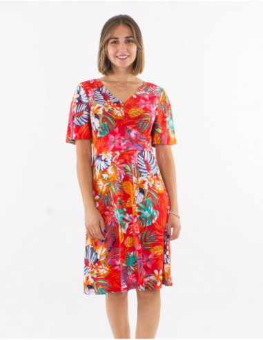 Stretchy tropical skater dress