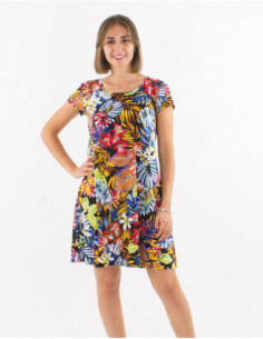 Robe droite stretch originale tropicale