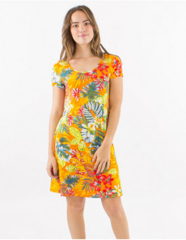 Robe droite stretch originale tropicale