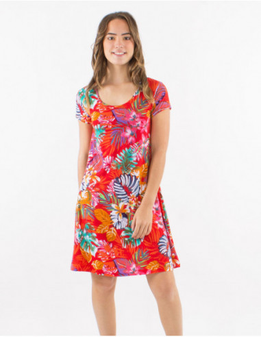 Robe droite stretch originale tropicale