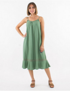 Robe mi longue unie détails crochets