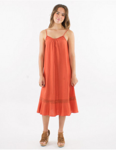 Long dress crochet-style openwork border
