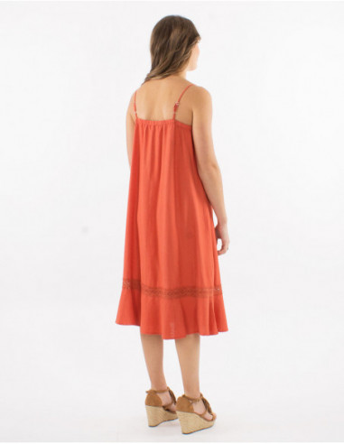 Robe mi longue unie détails crochets
