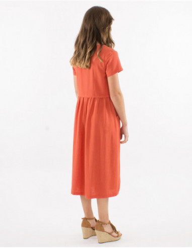 Chic loose midi dress with linen