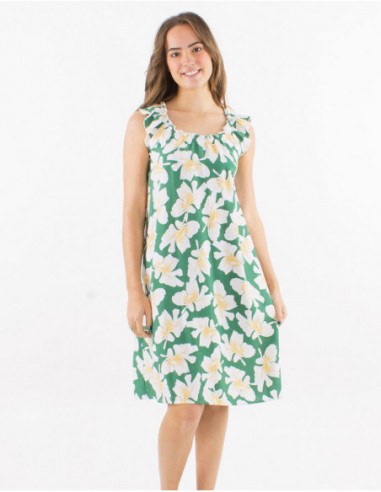 Robe courte d'été fleurie avec lin