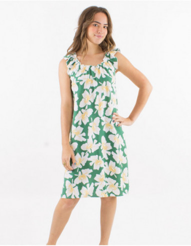Robe courte d'été fleurie avec lin
