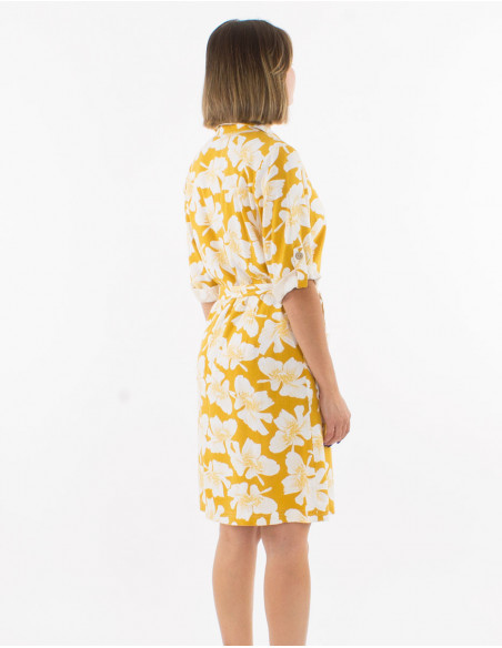 Floral bohemian short shirt dress