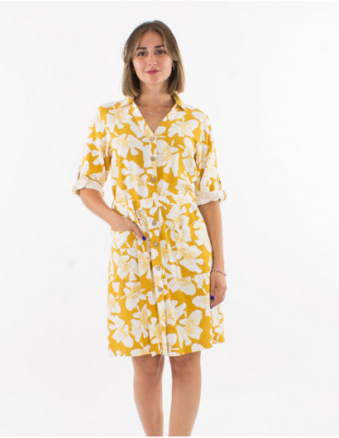 Floral bohemian short shirt dress