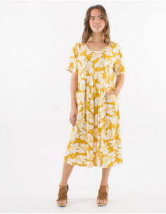 Robe midi avec lin à imprimé fleuri chic 2