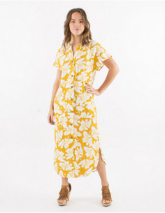 Long dress with floral print linen 2