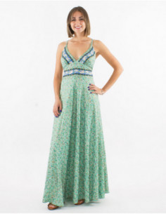 Long golden ethnic backless dress