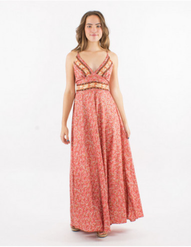 Long golden ethnic backless dress