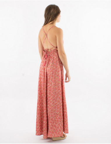 Long golden ethnic backless dress