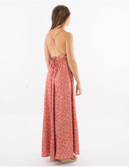 Robe longue dos nu ethnique dorée