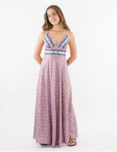 Long golden ethnic backless dress