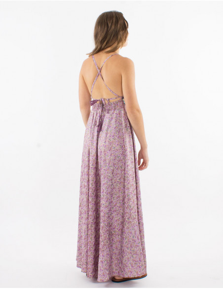 Robe longue dos nu ethnique dorée