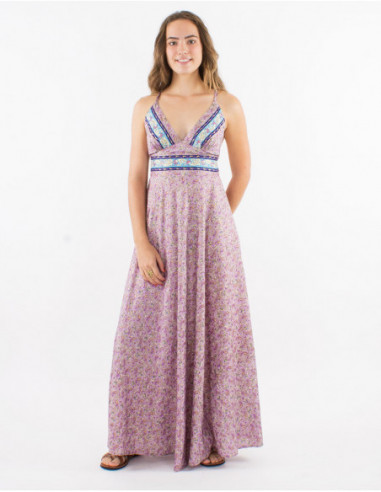 Robe longue dos nu ethnique dorée