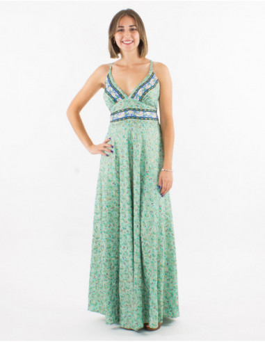 Long golden ethnic backless dress