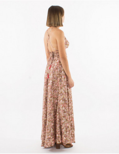 Robe cintrée bohème dos nu croisé