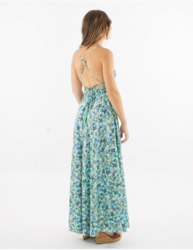 Robe cintrée bohème dos nu croisé