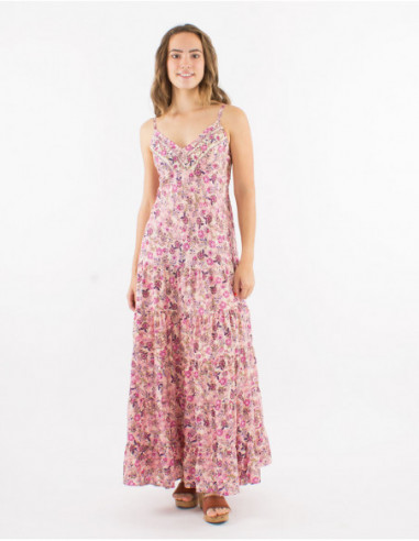 Robe longue à bretelles motif boho