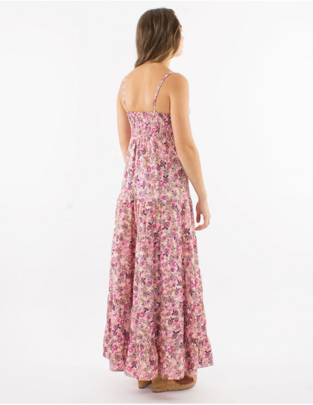 Robe longue à bretelles motif boho