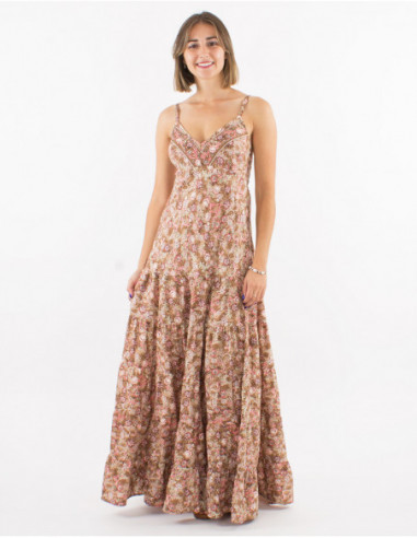 Robe longue à bretelles motif boho