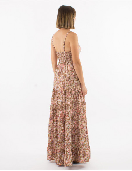 Robe longue à bretelles motif boho
