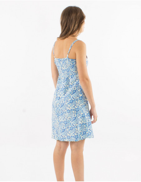Short summer dress with floral straps
