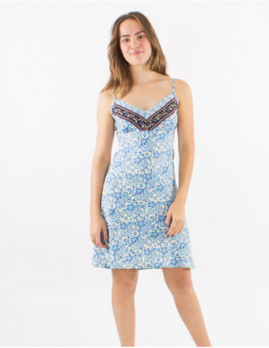 Robe courte été à bretelles boho fleurie