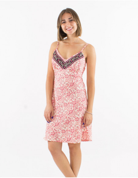 Short summer dress with floral straps