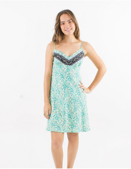 Short summer dress with floral straps