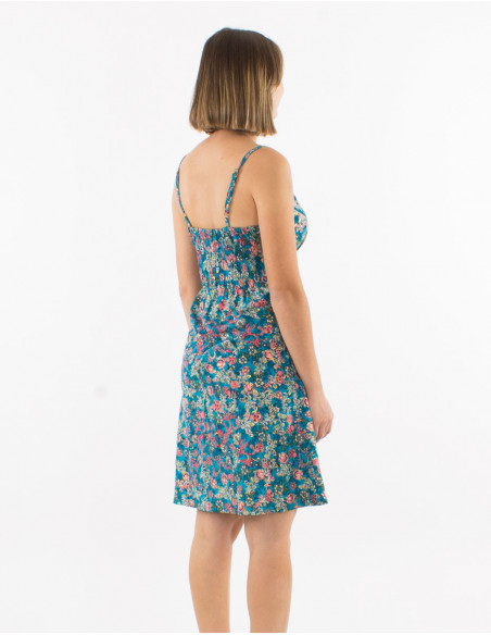 Petite robe courte fluide fleurie doree