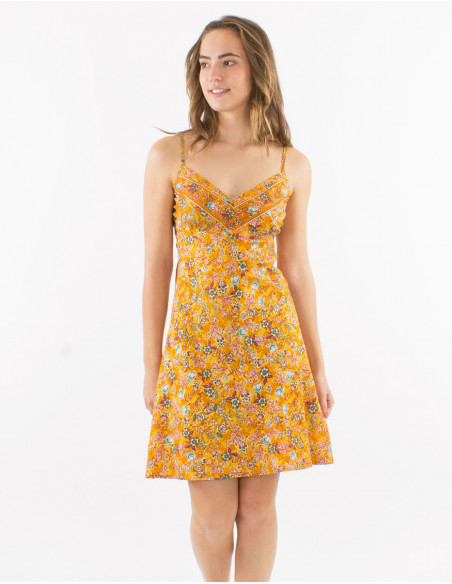 Small golden flowing short dress