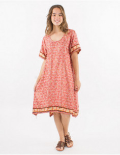 Mid long summer dress golden patterns 2